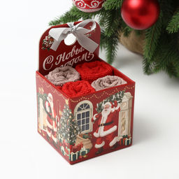 Набор махровых полотенец Этель Санта 30?30 см-4 шт., хл 340 г/м?