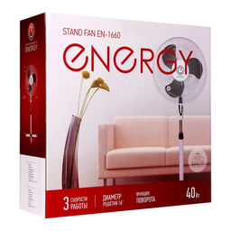 Вентилятор Energy EN-1660, напольный, 60 Вт, 3 скорости, белый