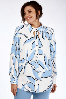 Блуза Элль стиль 2265/1а белый/голубой принт фото 4