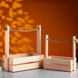 Набор кашпо деревянных 2 в 1 (25.51530; 201223 см) Аром, ручка канат, Натуральная сосн 1006000