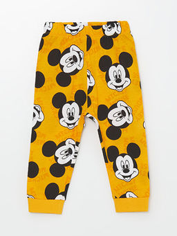 Bisiklet Yaka Uzun Kollu Mickey Mouse Bask?l? Erkek Bebek Pijama Tak?m?