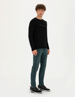 Siyah Slim Fit Bisiklet Yaka Triko Kazak - Pierre cardin фото 4