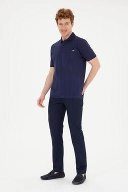 Мужская темно-синяя футболка с воротником-поло - U.s. polo assn фото 4