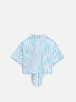 ACOOLA / Блузка детская для девочек Messia_bl голубая полоска  фото 2