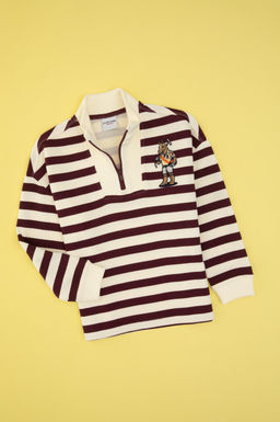 Erkek _ocuk Bordo Yarm Fermuarl_ Sweatshirt