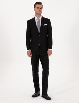 Siyah Slim Fit Tak_m Elbise