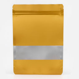 Цена за 100 шт. Пакет дой - пак, матовый, золотой с окном, 14×20+ 4 см