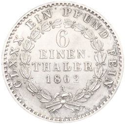 1/6 талера 1862 года A Ангальт-Бернбург