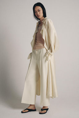 PANTAL?N CROPPED NERVIO ZW COLLECTION / Beige claro - Zara фото 6