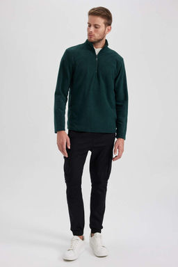 Флисовый свитшот обычного кроя с воротником-стойкой - Defacto фото 2