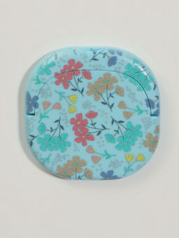 Зеркало карманное «Узор», с подставкой, 8×8 см, голубое