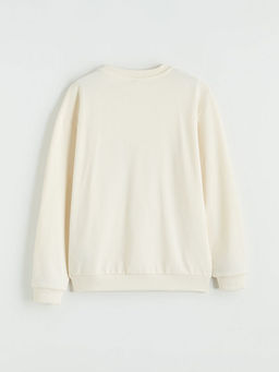 Bisiklet Yaka Bask?l? Erkek ?ocuk Sweatshirt