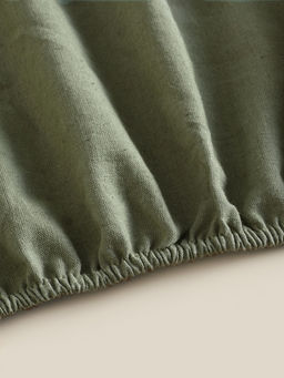 Простыня на резинке SL Home Linen collection 200*200+30 см , цв.зелёный, лён30%/хлопок70%
