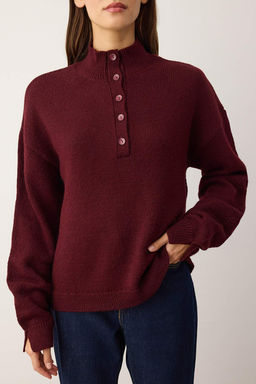 Bordo Wardrobe Essentials Yumusak Dokulu Genis Kal?p Triko Kazak TWOAW26KZ00074