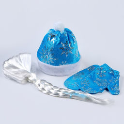 Карнавальный новогодний набор «Волшебная снегурочка»: шапка, варежки, парик с косичками, р. 52-54 см