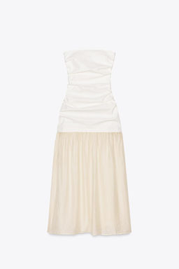 CONTRAST STRAPLESS MIDI DRESS - Zara фото 7