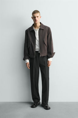 PLEATED STRAIGHT-LEG TROUSERS