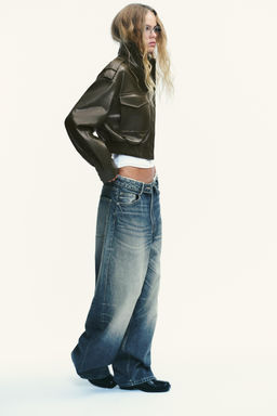 FAUX LEATHER CROP JACKET
