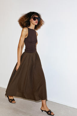 FALDA MIDI CAPA / Marr?n - Zara фото 3