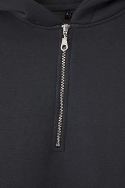 Antrasit Oversize/Genis Kesim Fermuarl? Kapusonlu Ici Polarl? Basic Sweatshirt TMNAW25SW00050