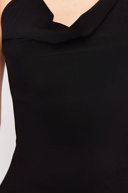 Siyah Ask? Detayl? Orme Uzun S?k Abiye Elbise TPRSS24AE00165 - Trendyolmilla фото 5