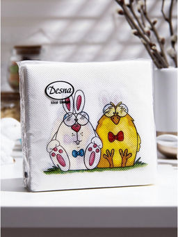 Цена за 4 шт. Салфетки пасхальные бумажные «Сладкая парочка», 1 слой, 24х24 см, 40 шт