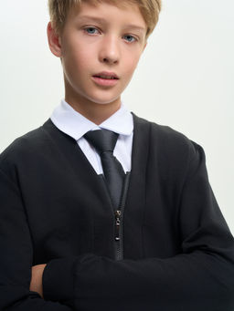 Кардиган черный футер 2-х нитка с лайкрой