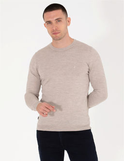 Ta_ Slim Fit Bisiklet Yaka Y_n Kar___ml_ Basic Triko Kazak