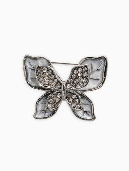 Брошь «Бабочка», перламутровая, белая в серебре