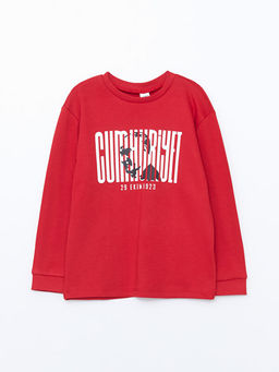 Bisiklet Yaka Uzun Kollu Atat?rk Bask?l? Erkek Bebek Ti??rt - Waikiki фото 3