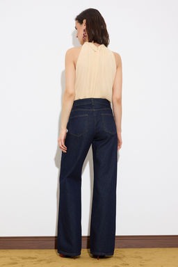 Koyu Mavi Cep Detayl? Yuksek Bel Wide Leg Jeans TWOSS26JE00028 - Trendyolmilla фото 6