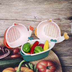 Дуршлаг пластиковый с поддоном "Кит" 33*21*8,5см, микс цветов