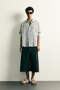 CAMISA RELAXED FIT CUADROS TEXTURA / Blanco roto