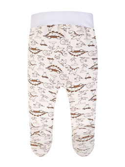 Ползунки короткие молочные принт динозавры