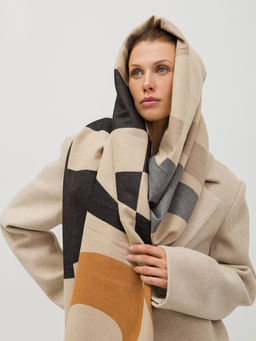 В составе шерсть и кашемир! теплый двусторонний палантин