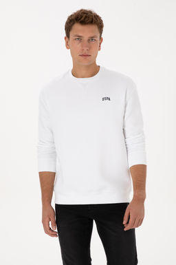 Erkek Beyaz Basic Sweatshirt
