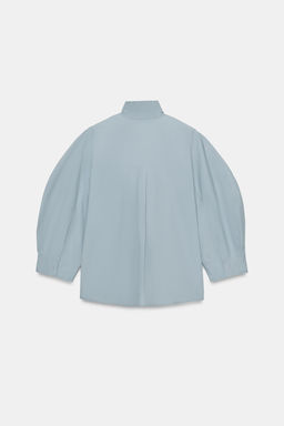 CAMISA MANGA ABULLONADA ZW COLLECTION / Azul / Gris - Zara фото 6