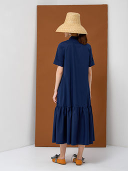 Платье хлопок OD-791-3 темно-синее OD-791-3