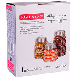 31030 Набор для сыпучих продуктов 3пр стекло/нерж/ст MB (х4) - Mayer&boch фото 4