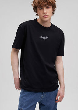 Batman Bask?l? Siyah Tisort