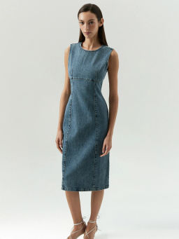 ЕМКА / Джинсовое платье-футляр миди - Emka фото 4