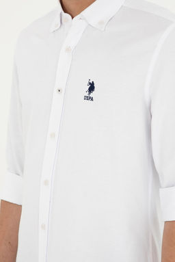 Мужская белая базовая рубашка с длинным рукавом - U.s. polo assn фото 7