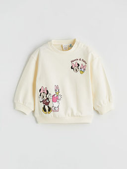 Minnie Mouse Bask?l? K?z Bebek Sweatshirt ve Pantolon