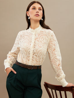 Блузка из кружевной ткани OD-977-1 молочный