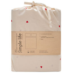 КПБ Чистый хлопок, 2,0 спальный с простыней на резинке, наволочки 50х70, поплин, 100% хлопок, Сердечки ВБ Пододеяльник 177х215; простыня 160х200х25; наволочка 50х70 (2шт) 2,0 спальный с простыней на резинке 160х200х25 - Традиция фото 4