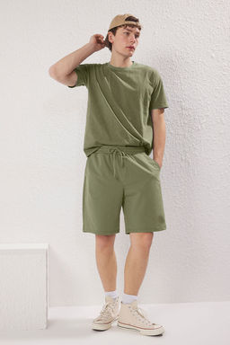 TRENDYOL MAN Haki Oversize/Genis Kesim Y?kama/Eskitme Gorunumlu %100 Pamuklu Sort & Bermuda TMNSS25SR00046 - Trendyolmilla фото 6