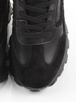 04-WG042-1M BLACK Кроссовки зимние женские (натуральная кожа, натуральная замша, 100% шерсть)