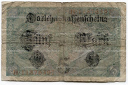 Банкнота 5 марок 1917 года Германия