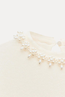 PLAIN KNIT SWEATER WITH FAUX PEARLS - Zara фото 6