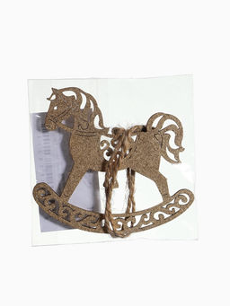 Цена за 3 шт. Ёлочное украшение новогоднее «Лошадка резная» 9×8 см, золото